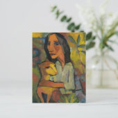 Junge Frau mit Katze door Dorothea Maetzel-Johanns Briefkaart (Staand voorkant)