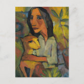 Junge Frau mit Katze door Dorothea Maetzel-Johanns Briefkaart (Voorkant)