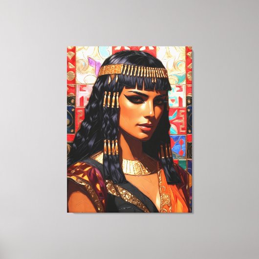 Junge Königin Cleopatra Farbige Porträtkunst Canvas Afdruk (Voorkant)