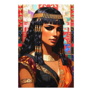 Junge Königin Cleopatra Farbige Porträtkunst Foto Afdruk