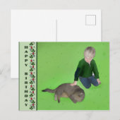 Junge mit Katze Briefkaart (Voorkant / Achterkant)