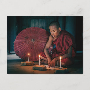 Junger Mönch in den Tempeln von Bagan Postkarte Briefkaart