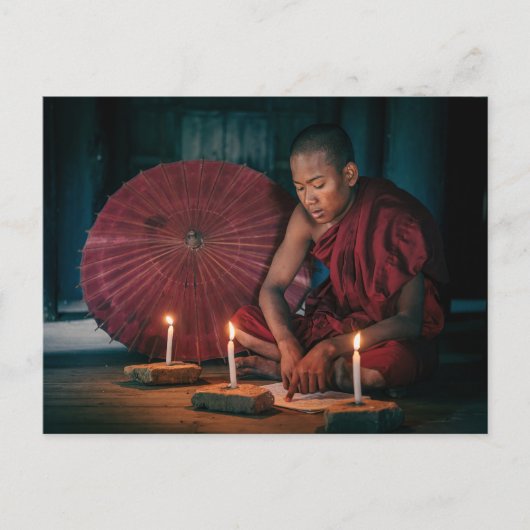 Junger Mönch in den Tempeln von Bagan Postkarte Briefkaart (Voorkant)