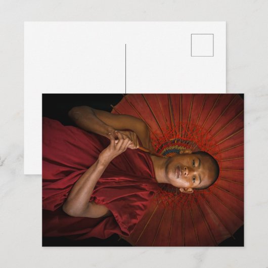 Junger Mönch in den Tempeln von Bagan Postkarte Briefkaart (Voorkant / Achterkant)