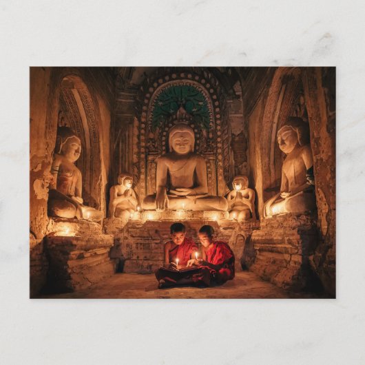 Junger Mönch in den Tempeln von Bagan Postkarte Briefkaart (Voorkant)