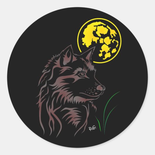 junger träumender Wolf Aufkleber Ronde Sticker (Voorkant)