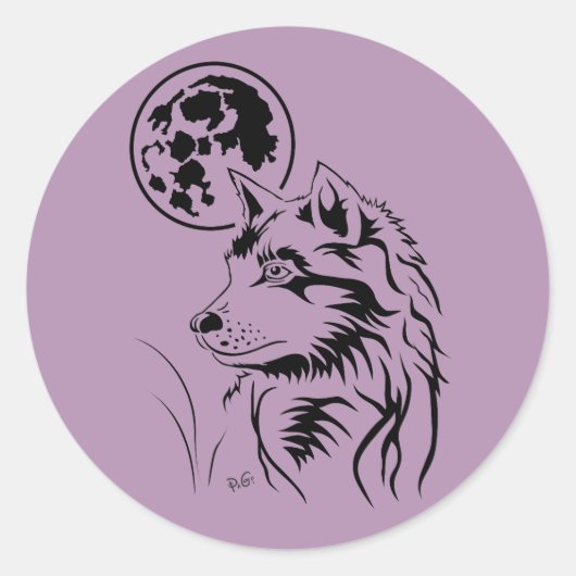 junger träumender Wolf Aufkleber Ronde Sticker (Voorkant)
