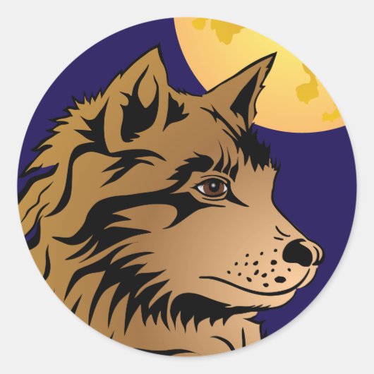 junger träumender Wolf Aufkleber Ronde Sticker (Voorkant)