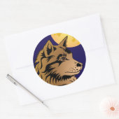 junger träumender Wolf Aufkleber Ronde Sticker (Envelop)
