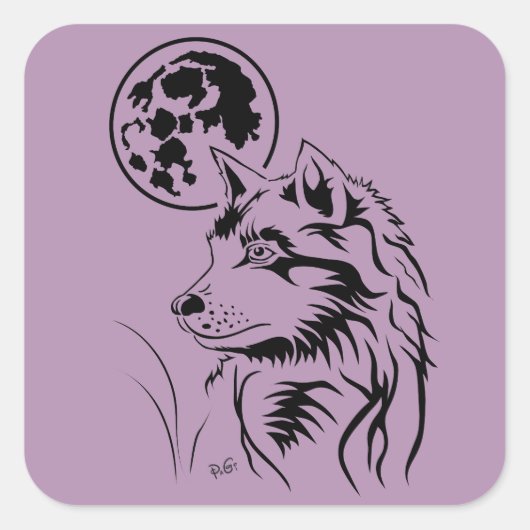 junger träumender Wolf Aufkleber Vierkante Sticker (Voorkant)