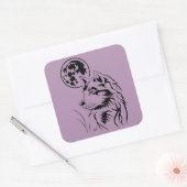 junger träumender Wolf Aufkleber Vierkante Sticker (Envelop)