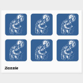 junger träumender Wolf Aufkleber Vierkante Sticker (Vel)