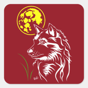 junger träumender Wolf Aufkleber Vierkante Sticker