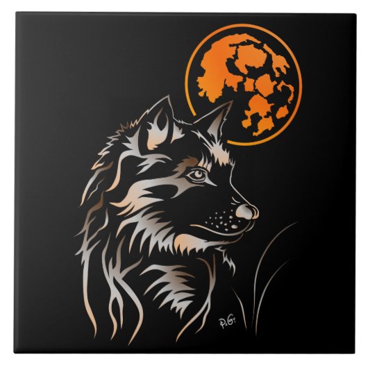 junger träumender Wolf Keramik Fotofliese Tegeltje (Voorkant)