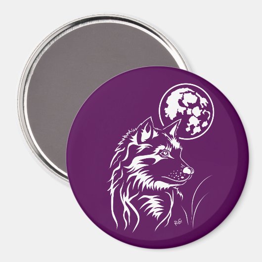 junger träumender Wolf Magnet (Voorkant / Achterkant)