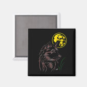 junger träumender Wolf Magnet (Voorkant / Achterkant)