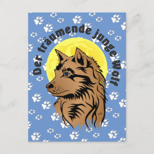 junger träumender Wolf Postkarte Briefkaart