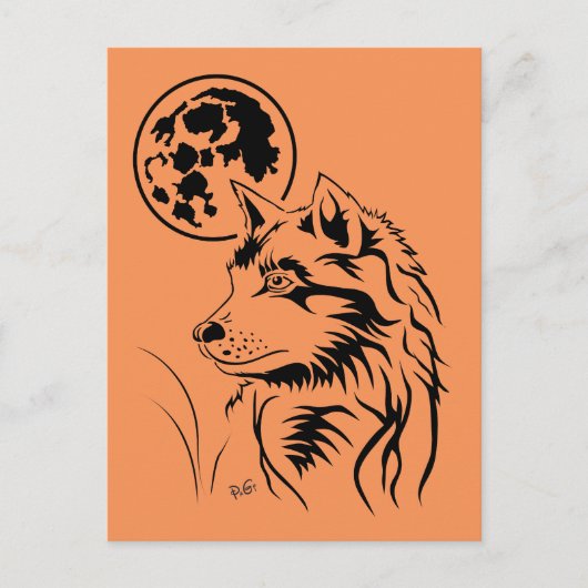 junger träumender Wolf Postkarte Briefkaart (Voorkant)