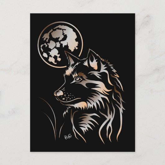 junger träumender Wolf Postkarte Briefkaart (Voorkant)