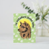 junger träumender Wolf Postkarte Briefkaart (Staand voorkant)