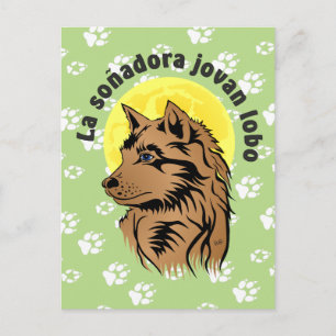 junger träumender Wolf Postkarte Briefkaart