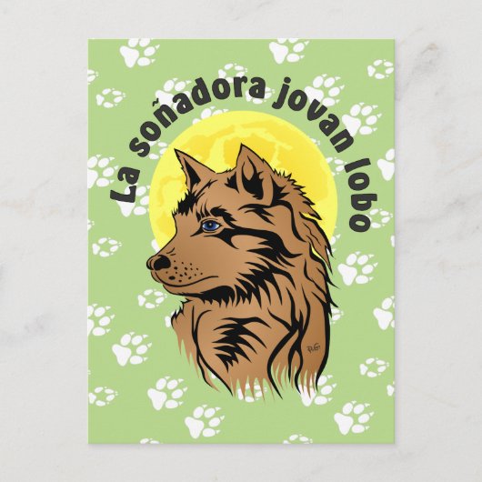 junger träumender Wolf Postkarte Briefkaart (Voorkant)