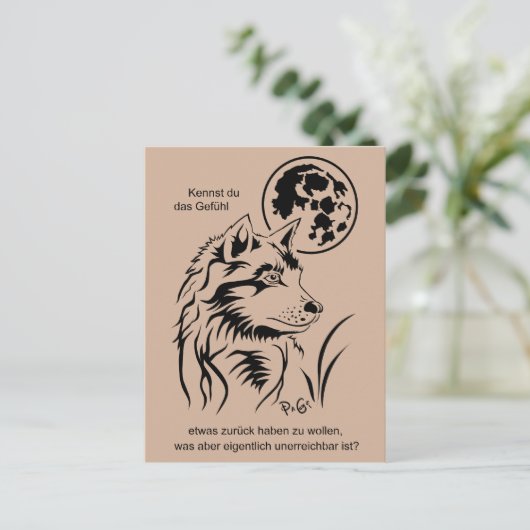 junger träumender Wolf Postkarte Briefkaart (Staand voorkant)