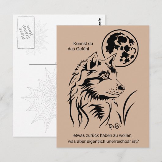 junger träumender Wolf Postkarte Briefkaart (Voorkant / Achterkant)