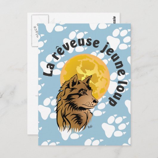 junger träumender Wolf Postkarte Briefkaart (Voorkant / Achterkant)