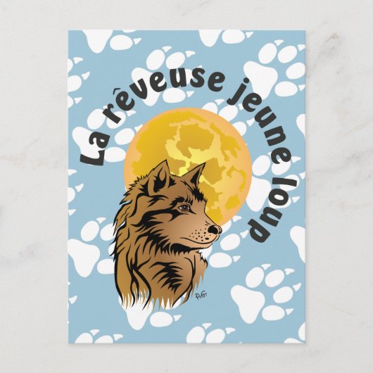 junger träumender Wolf Postkarte Briefkaart (Voorkant)