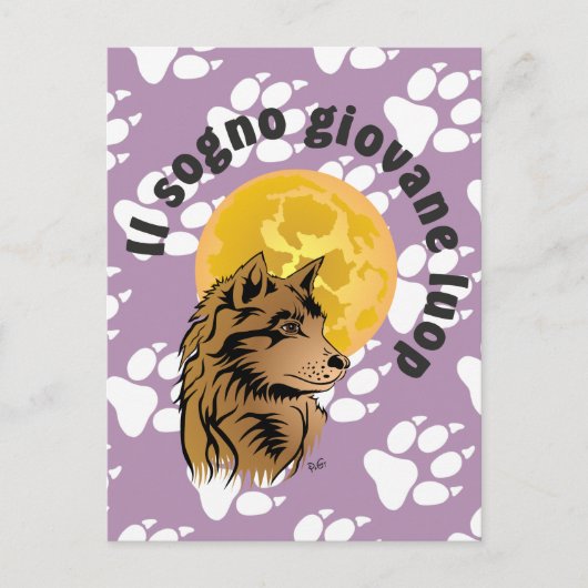 junger träumender Wolf Postkarte Briefkaart (Voorkant)