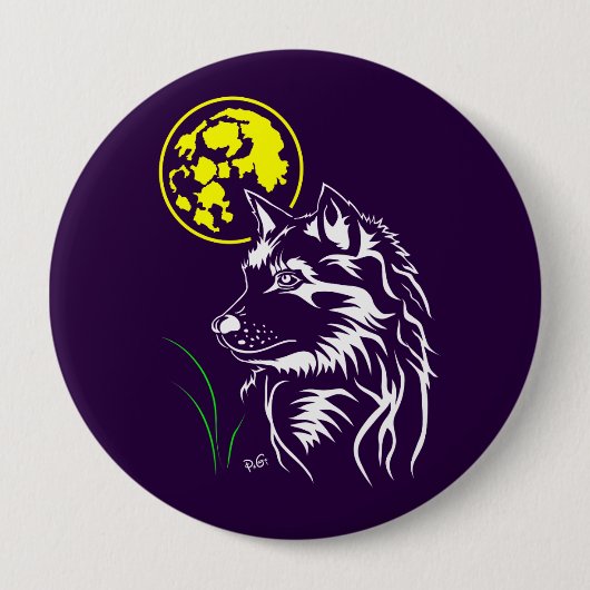 junger träumender Wolf Ronde Button 4,0 Cm (Voorkant)