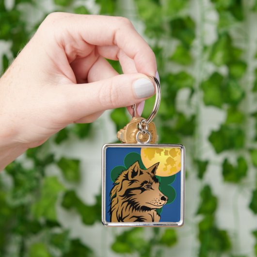 junger träumender Wolf Sleutelhanger (Hand)