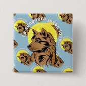 junger träumender Wolf Vierkante Button 5,1 Cm (Voorkant)