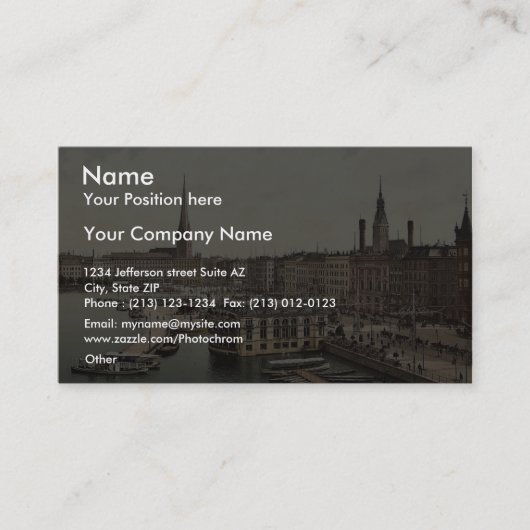 Jungfernsteig uit het noorden, Hamburg, Duitsland  Visitekaartje (Voorkant)