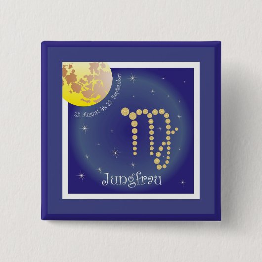 Jungfrau 23. August bis 23. Buttonnen van septembe Vierkante Button 5,1 Cm (Voorkant)
