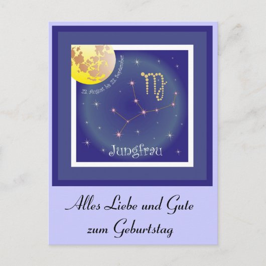 Jungfrau 23. August bis 23. September Postkarte Briefkaart (Voorkant)