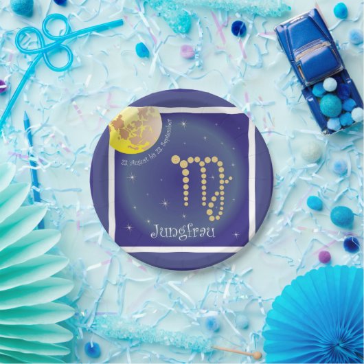 Jungfrau 23. August bis 23. September / Teller Papieren Bordje (Feest)