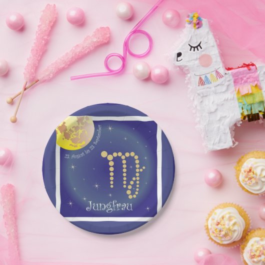 Jungfrau 23. August bis 23. September / Teller Papieren Bordje (Feest)