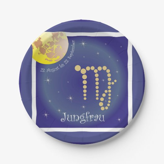 Jungfrau 23. August bis 23. September / Teller Papieren Bordje (Voorkant)