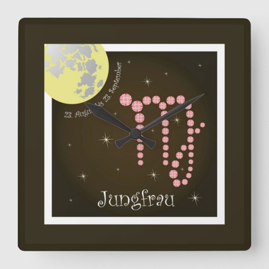 Jungfrau 23. August bis 23. September Uhr. Vierkante Klok (Voorkant)