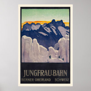 Jungfrau Bahn Berner Oberland Zwitserland Vintage Poster