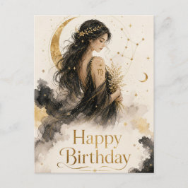 Jungfrau Happy Birthday Aquarell Design Briefkaart
