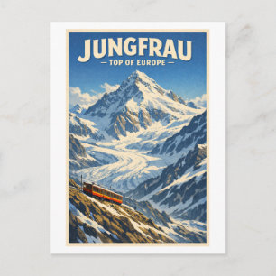 Jungfrau, Zwitserland, in een klassieke retro-stij Briefkaart