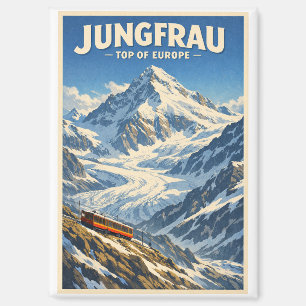 Jungfrau, Zwitserland, in een klassieke retro-stij Magneet