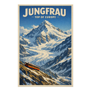 Jungfrau, Zwitserland, in een klassieke retro-stij Perfect Poster