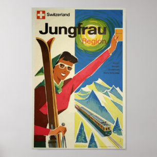 Jungfrau Zwitserland Vintage Travel Poster