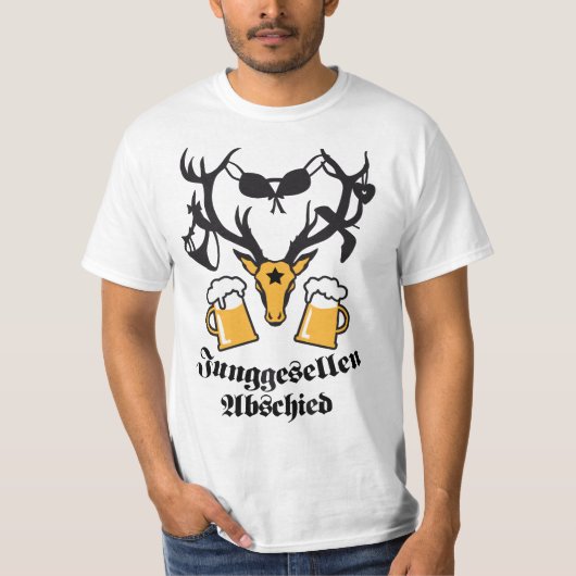 Junggesellen-Abschied Hirschgeweih JGA Beer TShirt (Voorkant)