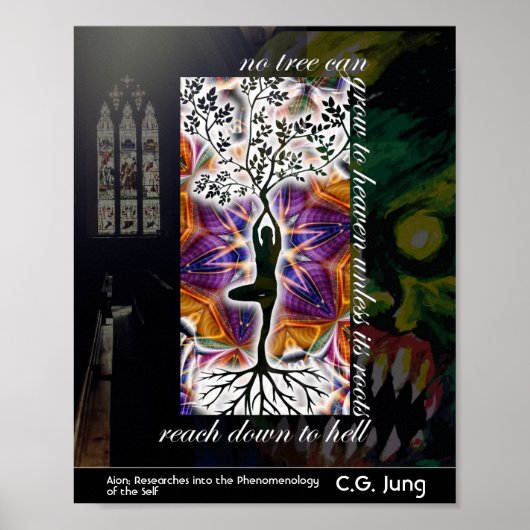 Jungian Good Evil Quote Tree Roots Heaven Mandala Poster (Voorkant)