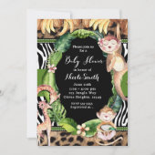 Jungle Aap en Giraffe Baby Shower Uitnodigingen (Voorkant)